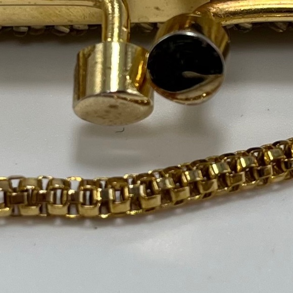 Vintage Scalloped,Gold, Beaded Snap close Purse, W/Box Chain - Picture 10 of 10